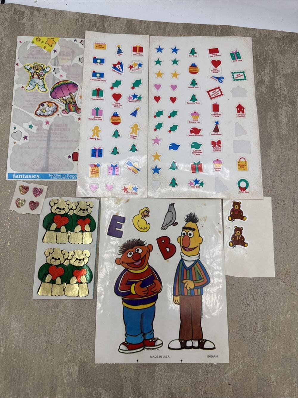 Vtg Lot 80’s Stickers, Sesame Street, Bears, Planning